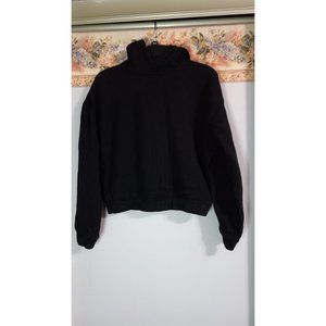 Lululemon Medium Black Relaxed Cropped Hooded Athleisure Gym Active Sweatshirt